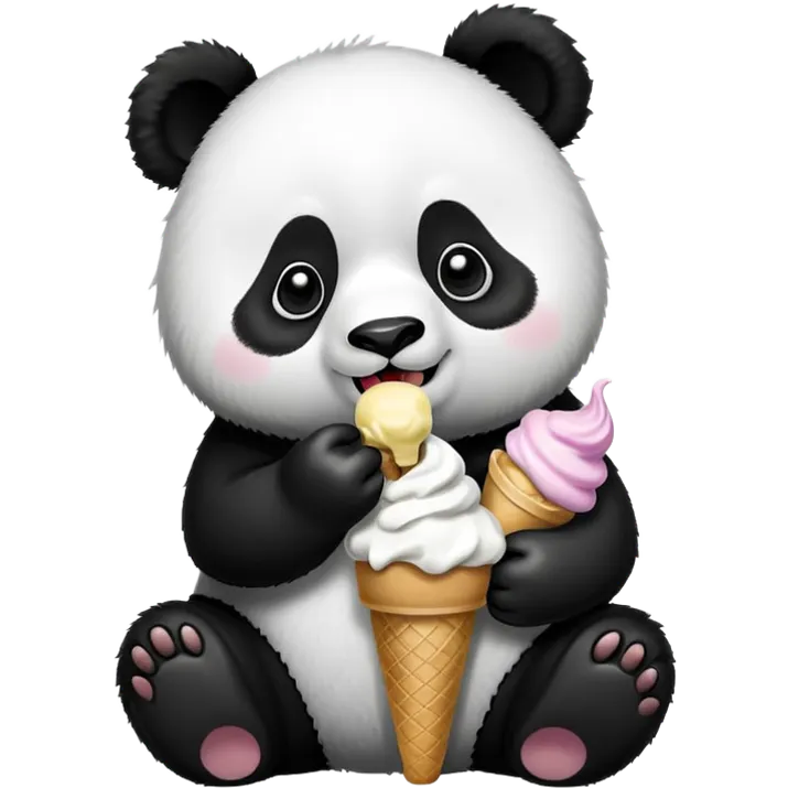 Panda eating ice cream emoji