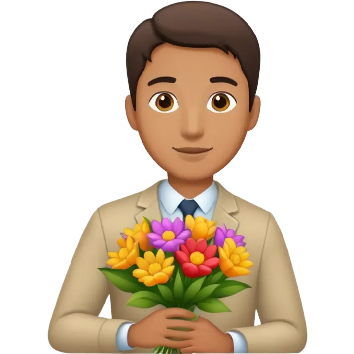 Man holding flowers emoji