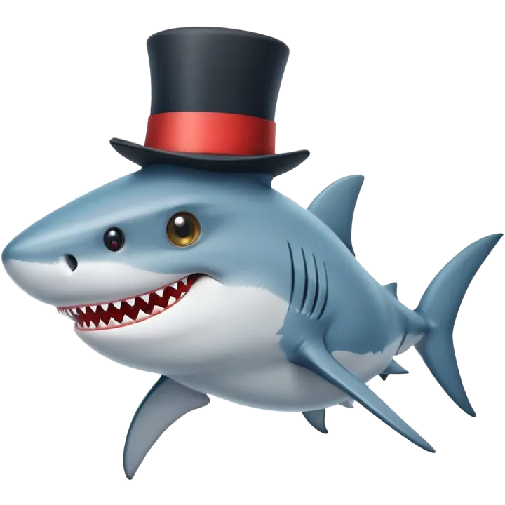 Shark with a top hat emoji
