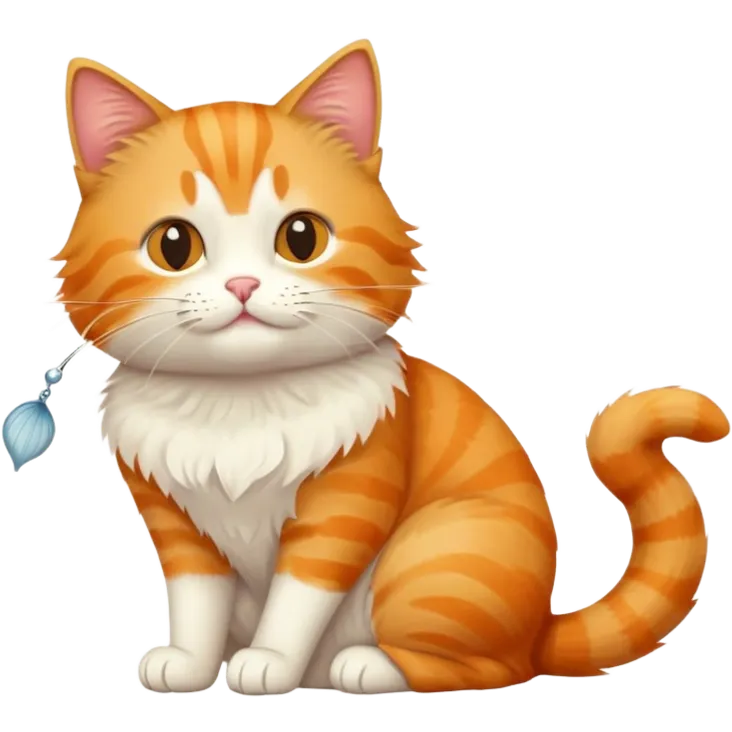 cat full body sitting eating a fish emoji