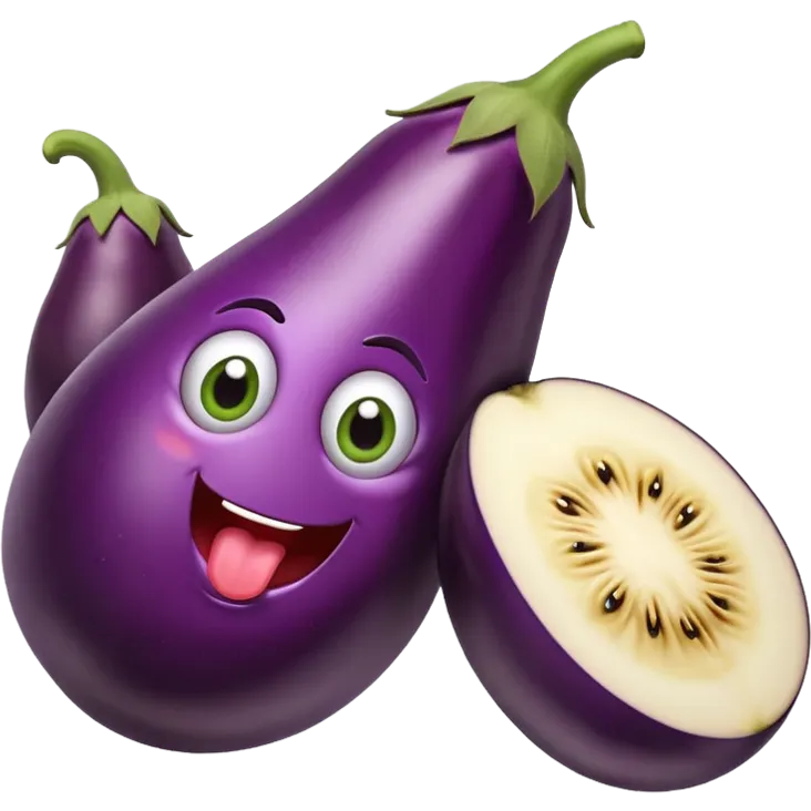 Eggplant with eyes sticking out its tongue  emoji