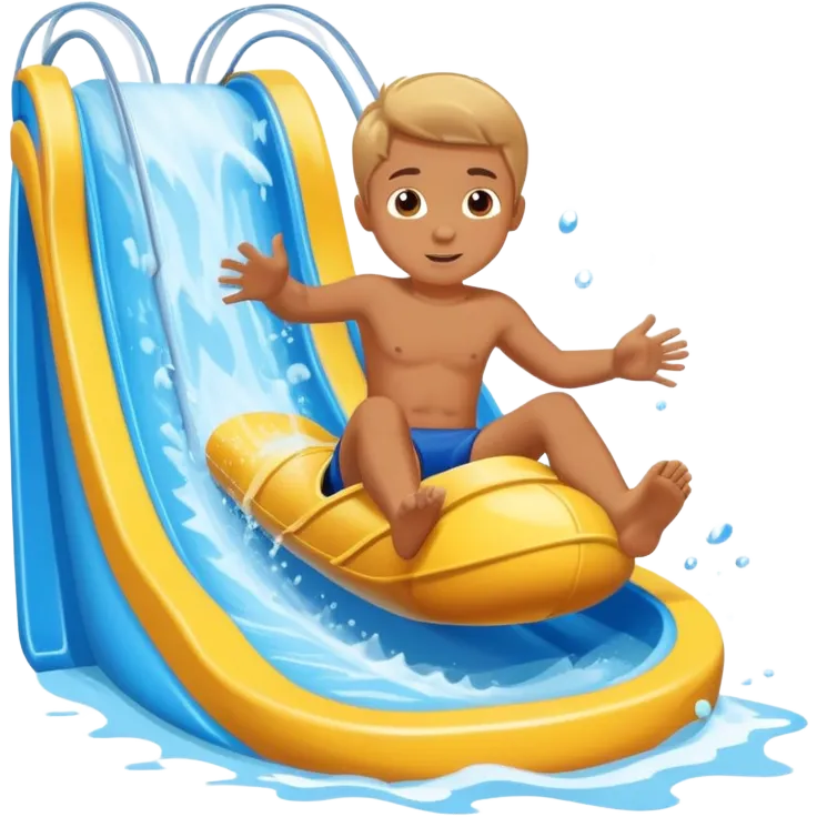 5 year old boy going down water slide emoji
