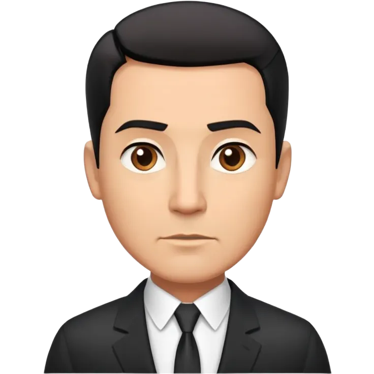 Good-looking robust man in his 40s with light brown skin tone, short slicked back straight black hair with fade haircut, strong square face, approachable TV host expression, black blazer with white buttoned shirt emoji
