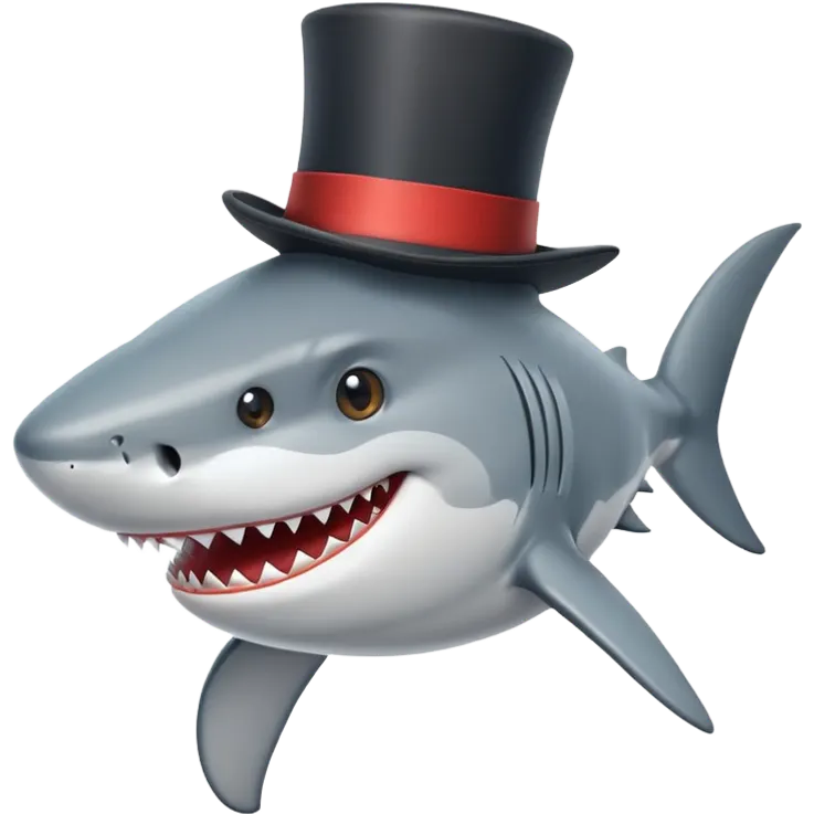 Shark with a top hat emoji