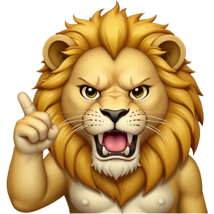 lion showing middle finger emoji