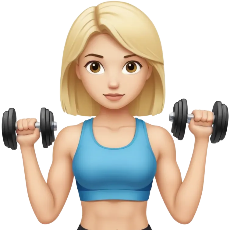 blonde gym girl with dumbells emoji