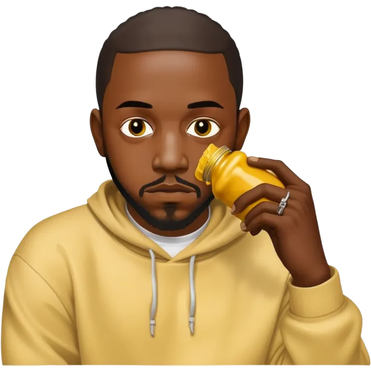 Kendrick Lamar squeezing mustard on drake emoji