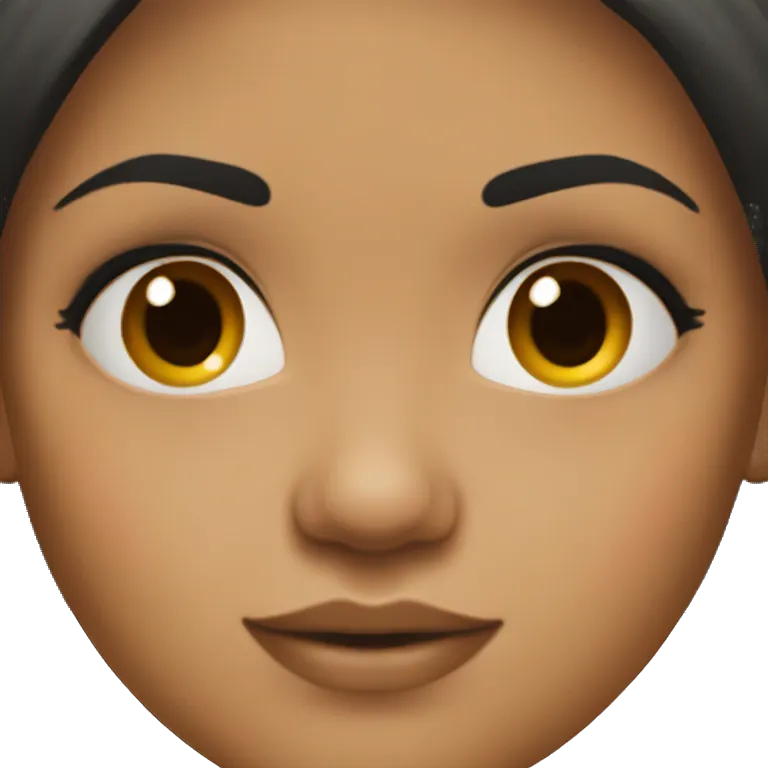 realistic dark black straight hair girl with tan skin and small nose kissy face  emoji