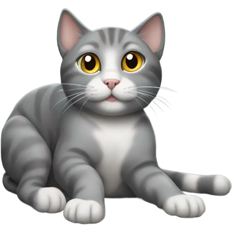 gray cat belly up emoji