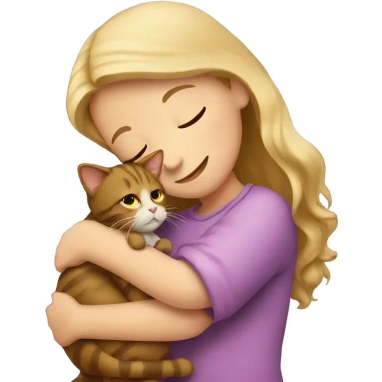 girl hugging cat emoji