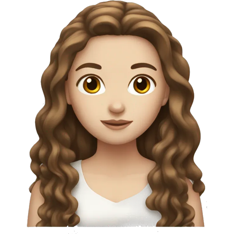 White girl with long brown hair emoji