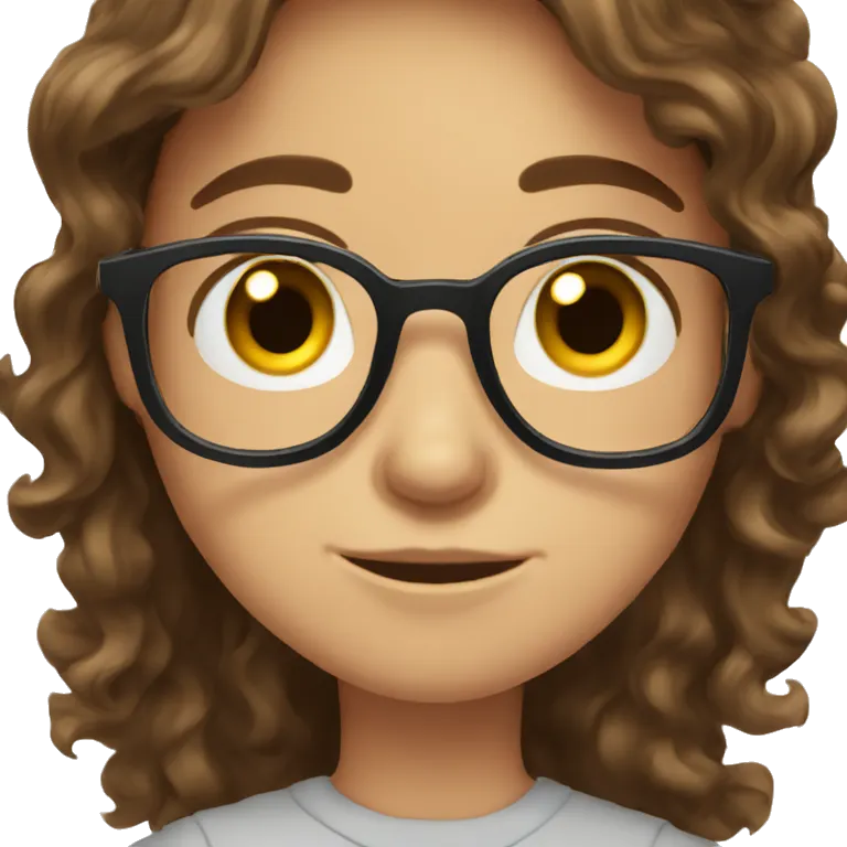 brown hair brown eyes glasses wavy hair emoji