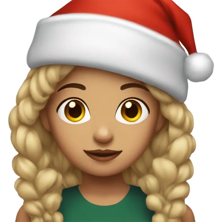 Girl with tattoos with Santa hat emoji