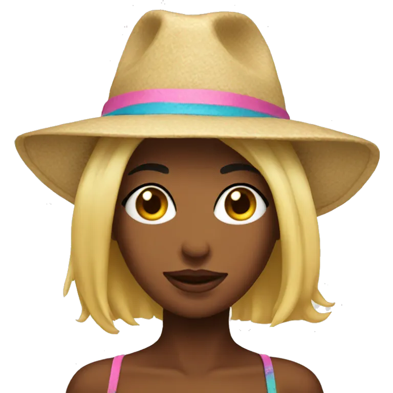 hot girl in a bikini wearing a funny hat emoji