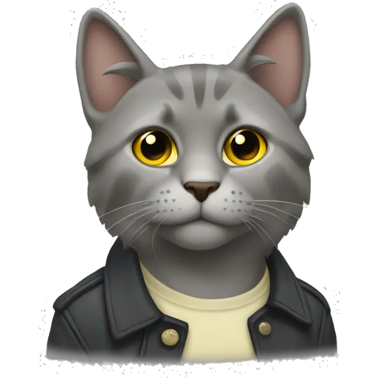 серый кот толстый с желтыми глазамт emoji