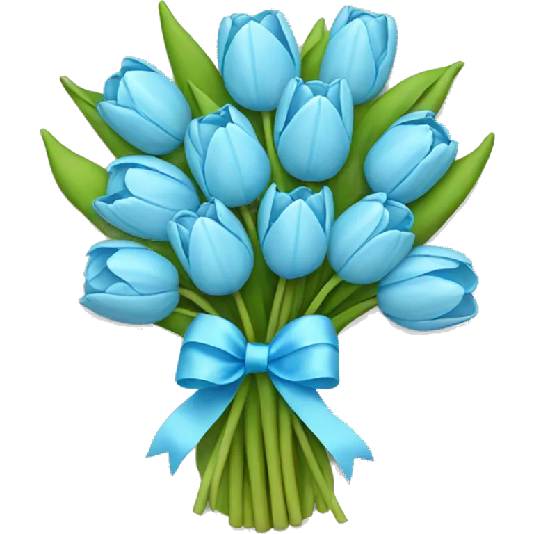 light blue tulip bouquet with bows cute  emoji