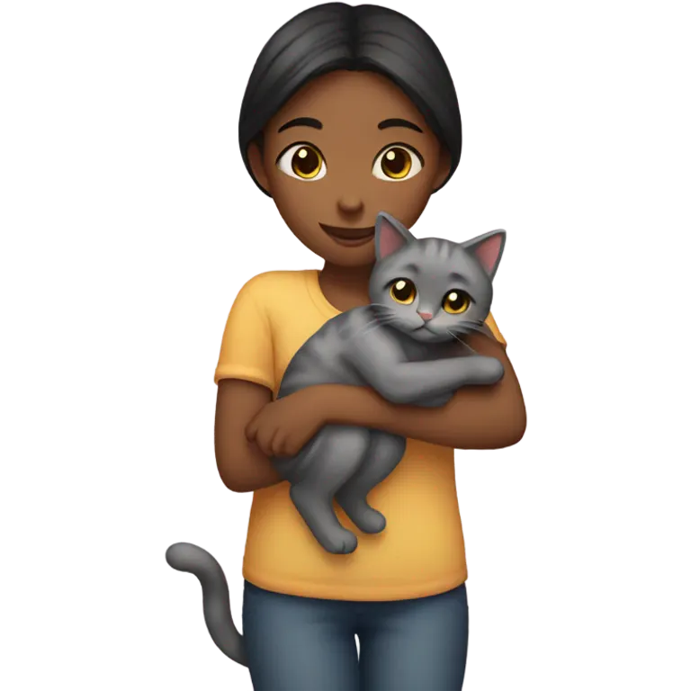 girl hugging cat emoji