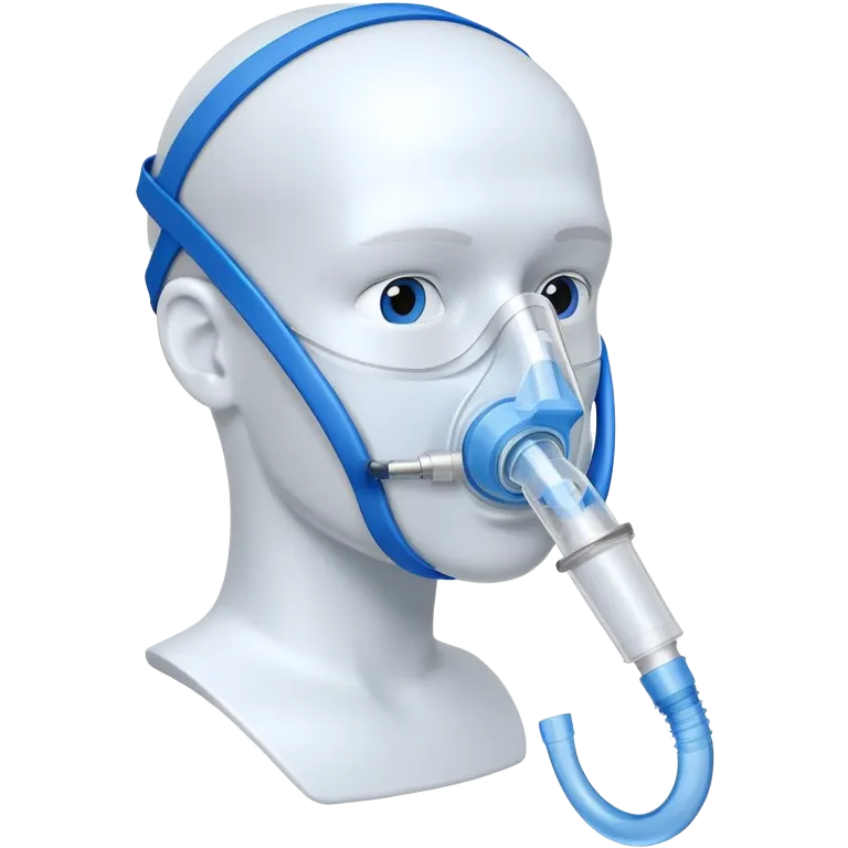 Blue VO2 max testing mouthpiece with breathing valve and tube, with nose clip, laboratory testing equipment emoji