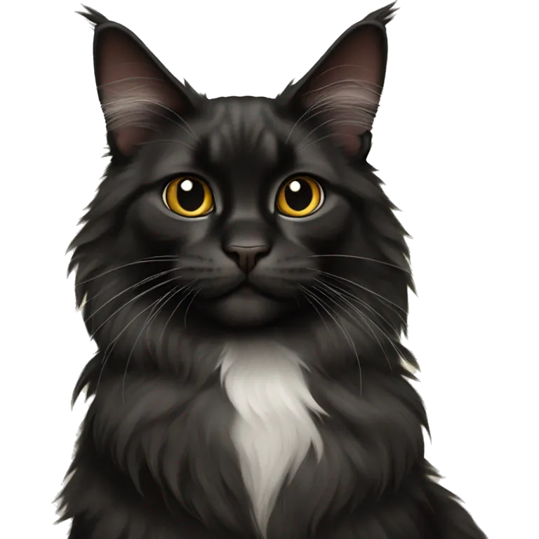 black Maine Coon cat sitting emoji