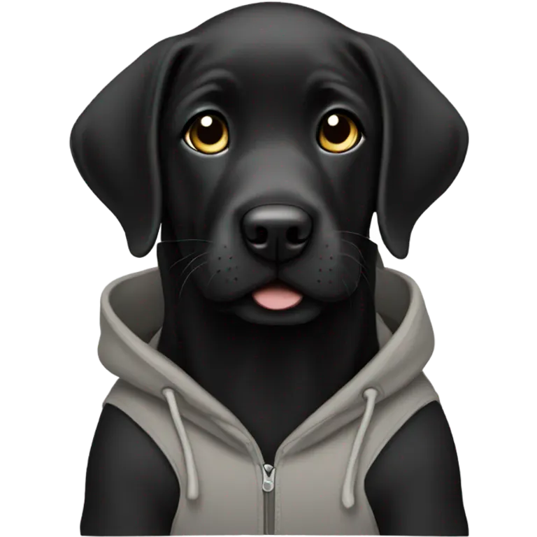 Black Labrador puppy wearing a hoodie  emoji