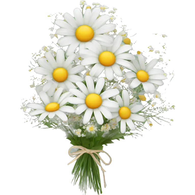 daisy and babies breath bouquet  emoji