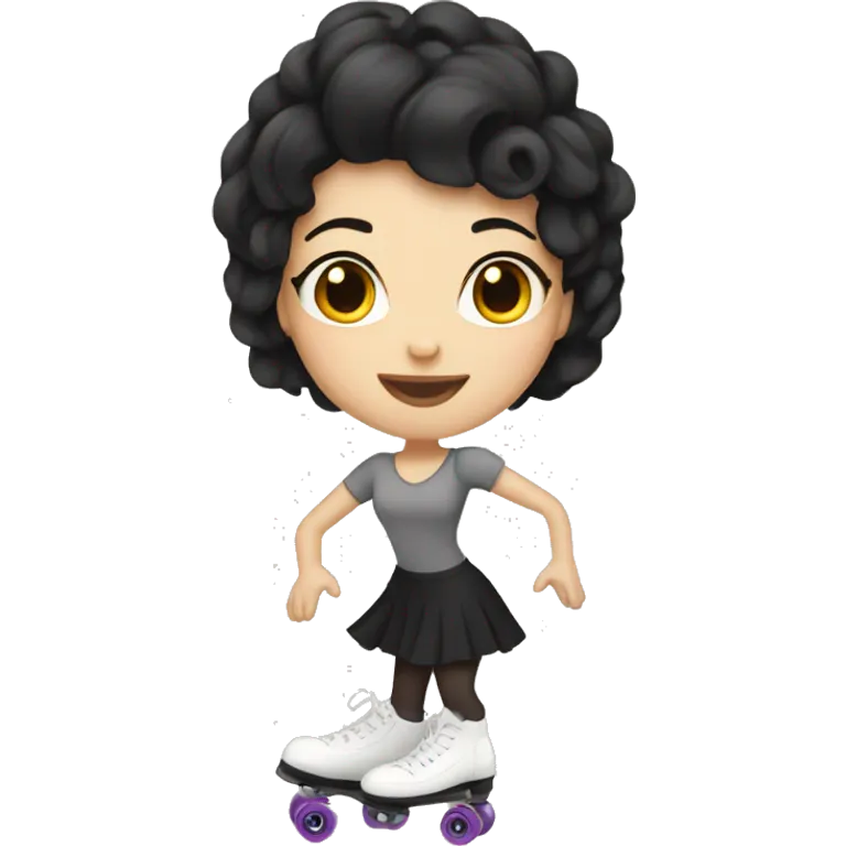 white skin tone short black hair roller skating emoji