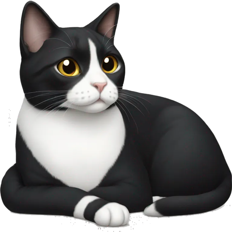 Tuxedo cat with white chin and small white mustache  emoji
