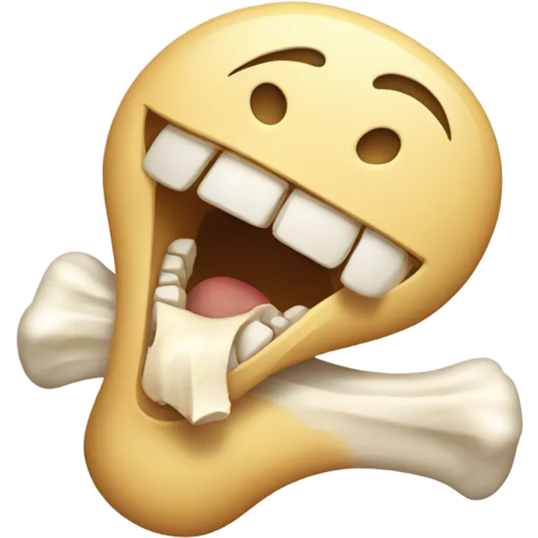 Emoji eating bone emoji