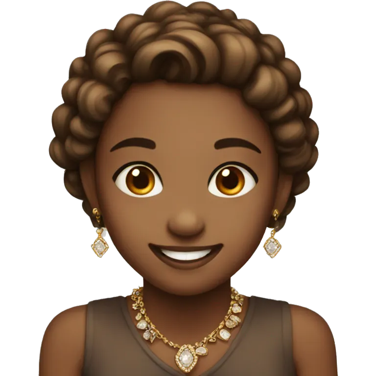 smiling girl in jewelry with brown eyes  emoji