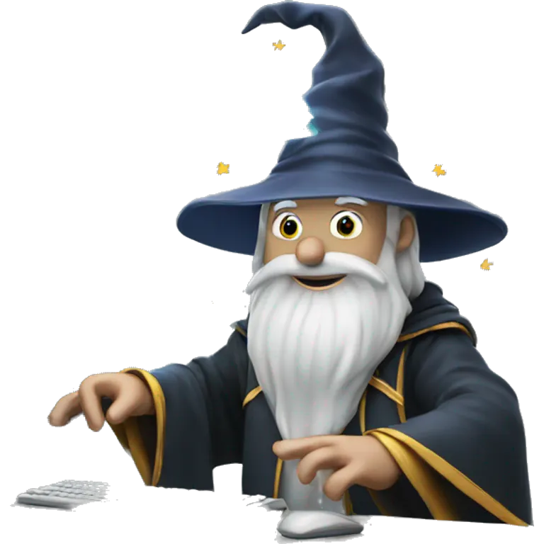 wizard coding computer with magic emoji