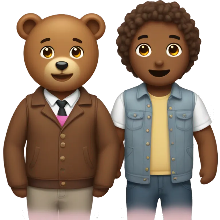 Gay couple with a brown teddie bear emoji