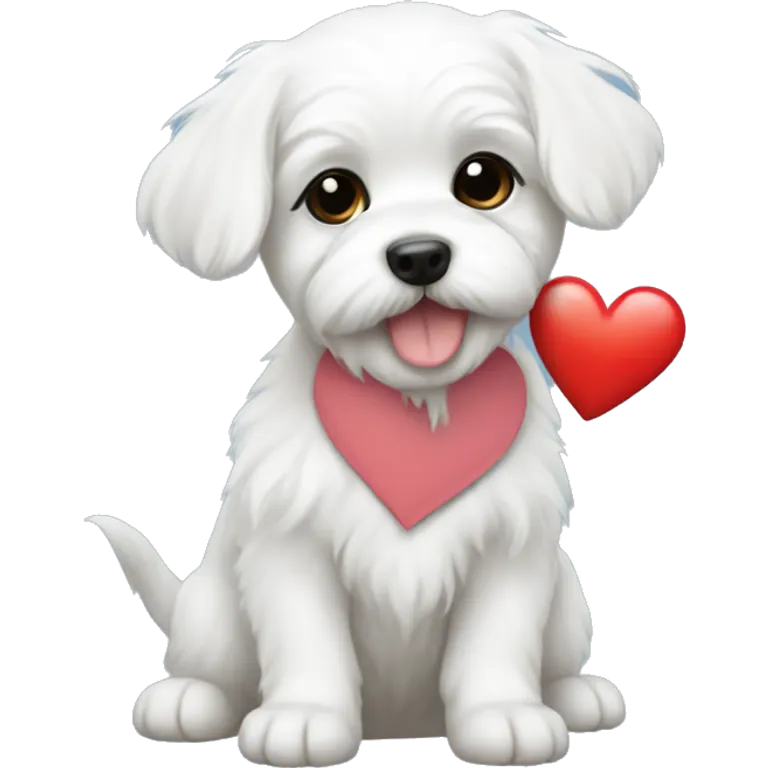 Maltese puppy with heart emoji
