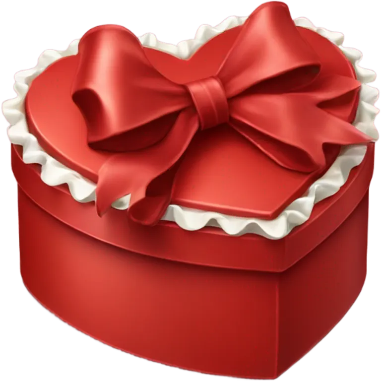 frilly red heart-shaped box of chocolates with a bow emoji
