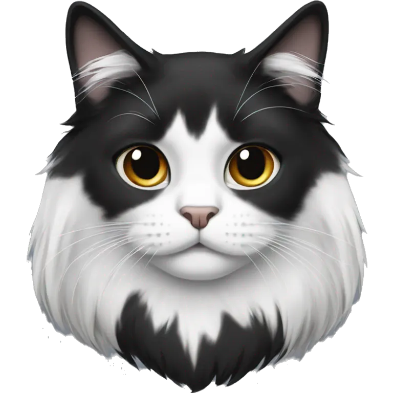 half Black and half white long hair cat with black muzzle emoji