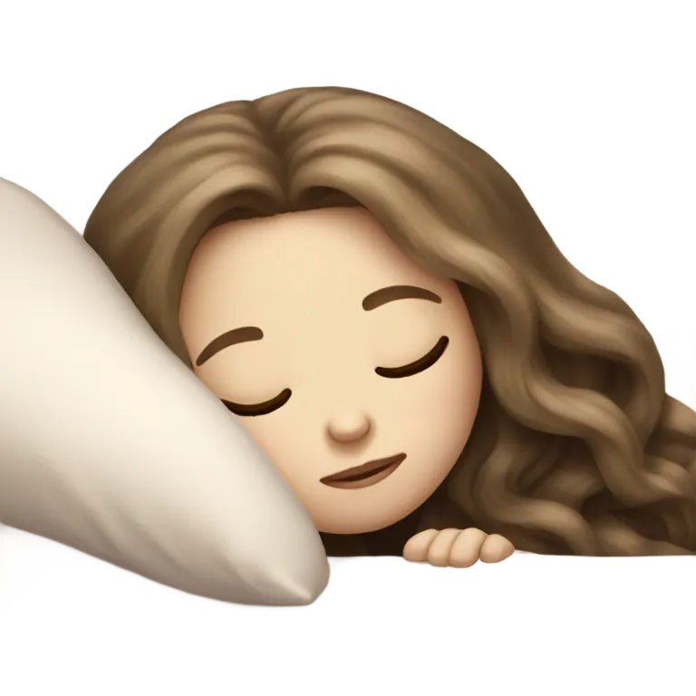 pale girl with long brunette hair sleeping emoji