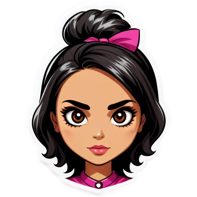 Chica blanca con cabello negro lacio y ojos rasgados emoji