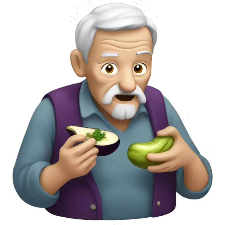 old man eating an eggplant emoji