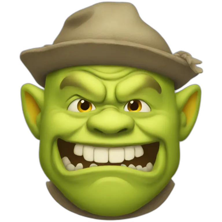 Ogre emoji with a yellow hat emoji