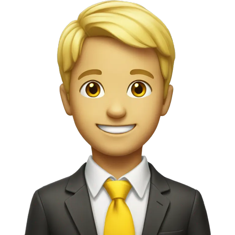 smiling boy with yellow necktie emoji