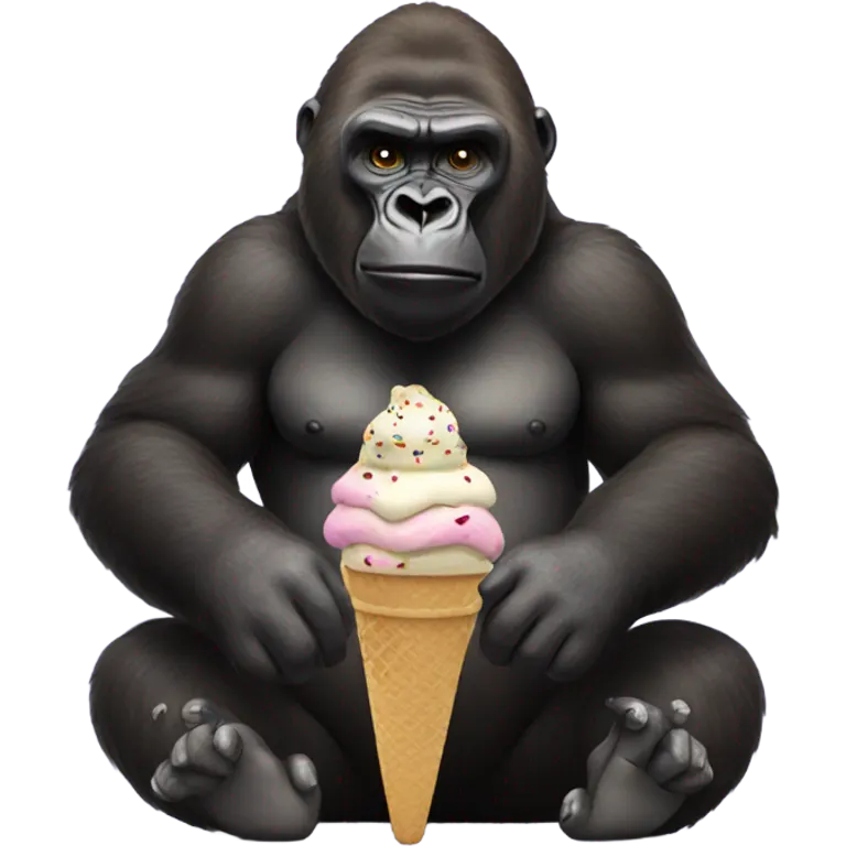 gorilla eating an ice cream sandwich  emoji