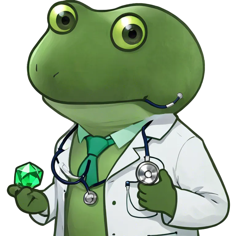 doctor bufo holding a green gem emoji