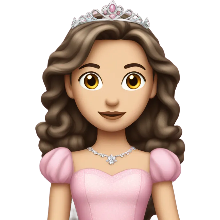 beautiful caucasian brunette princess in pink princess dress emoji