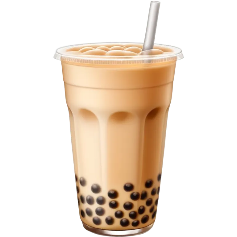 Bubble tea with tapioca pearls and milk tea, with straw emoji