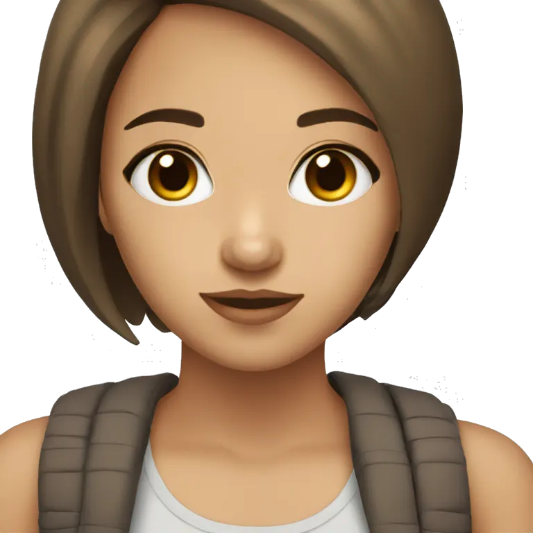 Girl, short brown hair, light skin, brown eyes, long eyelashes  emoji