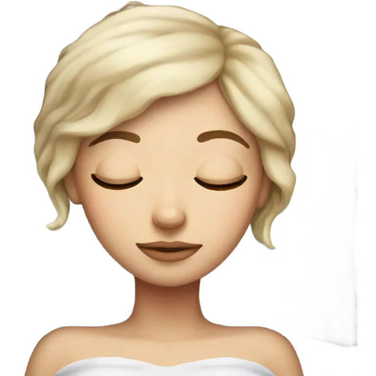 White Girl with eyeliner sleeping in her bed emoji