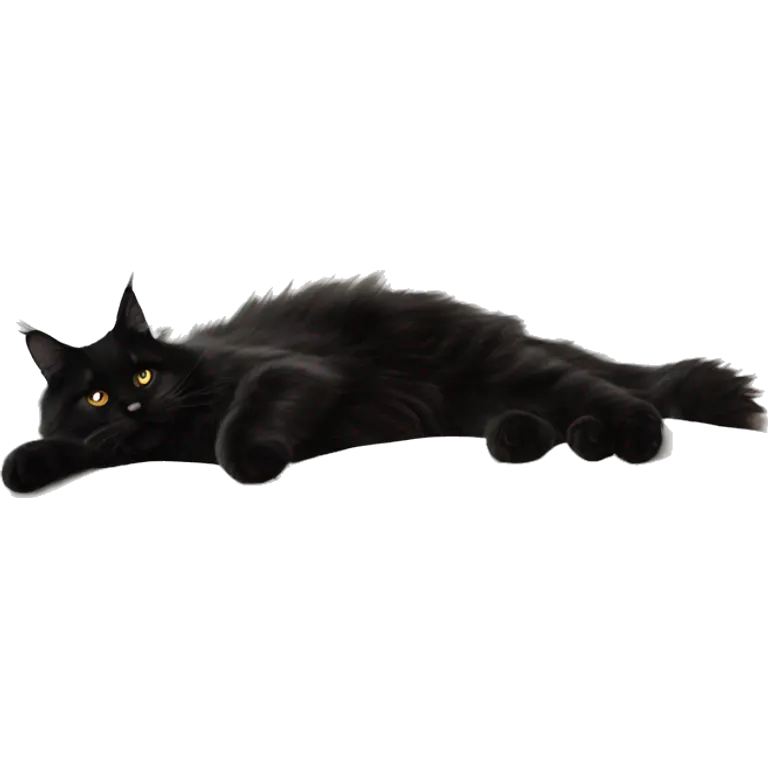black Maine Coon cat lies on the pillows emoji