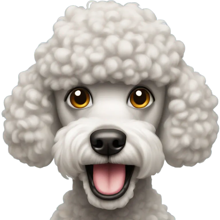 Poodle with a mad face emoji