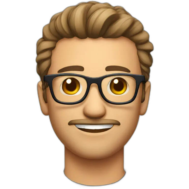Hombre moreno de pelo corto con lentes emoji
