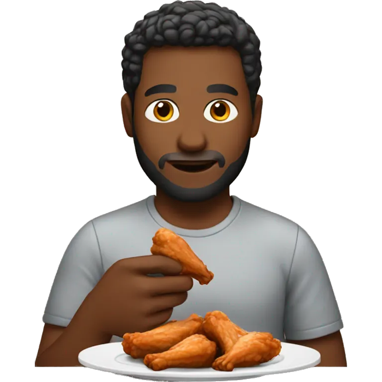 Man eating chicken wings emoji