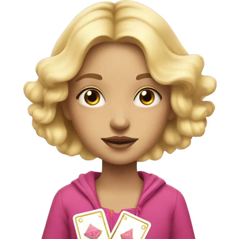 Blonde girl with pink pink tarot gold cards emoji